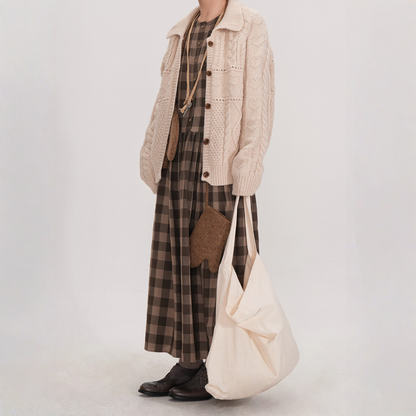 【ワンピース】春 秋 冬  チェック柄 ゆるリラックス ラウンドネック【JZシリーズ】