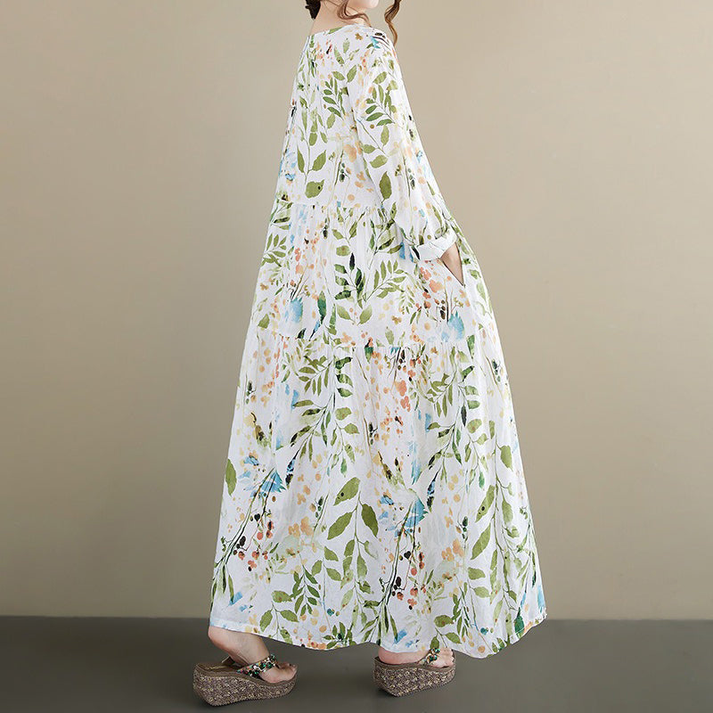 期間限定🍂60%OFF【ワンピース】ナチュラル風ロングワンピース レディース 長袖 ゆったり リラックス リゾート 大人可愛い【SHシリーズ】