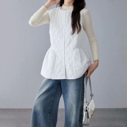 【トップス】春 秋 冬 切り替え ダイヤ柄 中綿 ベスト 【JZシリーズ】