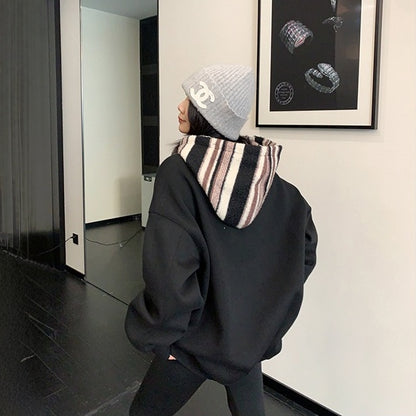 【トップス】切り替え 春 秋 冬 裏起毛 フード付き パーカー【FCシリーズ】