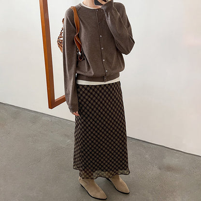 【ボトムス】レトロ オパード柄マーメイドスカート｜ウエストゴムで楽ちん＆美シルエット【JZシリーズ】