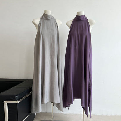 [洋裝] 夏季新品：法式時尚天絲飄帶無袖洋裝 |奢華度假風單品【SN系列】 