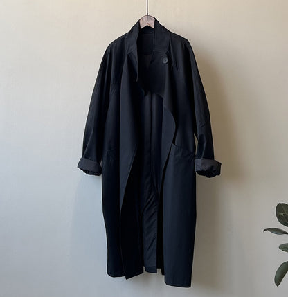 【アウター】春 秋 ワンボタン ミディ丈 ゆったり トレンチコート  【JZシリーズ】