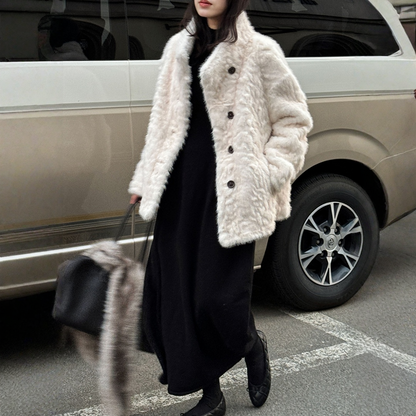 【アウター】フェイクファー レザー×ファー一体型 春 秋 冬 厚手 もこもこ コート 【JZシリーズ】