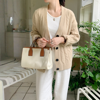 【アウター】春 秋 冬 Vネック ケーブル編み ニットセーター カーディガン 【JZシリーズ】