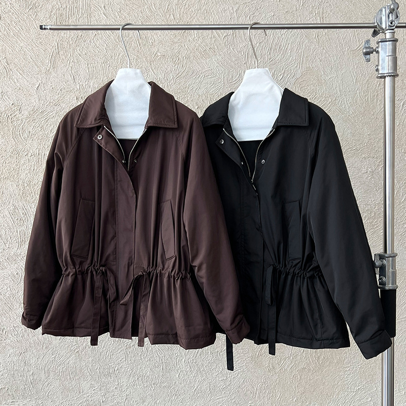 【アウター】レトロオールドマネー風 ドローストリング 中綿トレンチコート レディース 秋冬新作 綿入れコート【JZシリーズ】