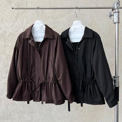 【アウター】レトロオールドマネー風 ドローストリング 中綿トレンチコート レディース 秋冬新作 綿入れコート【JZシリーズ】