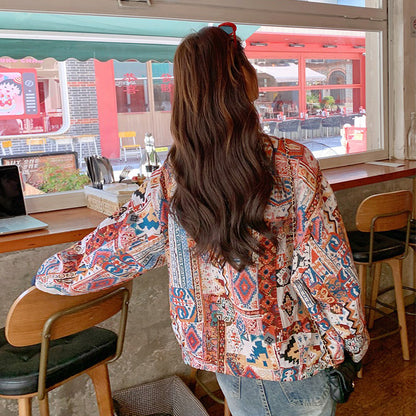 【アウター】超可愛い エスニック柄おしゃれスタジャン レディース 春秋 人気 韓国風ジャケット【SHシリーズ】