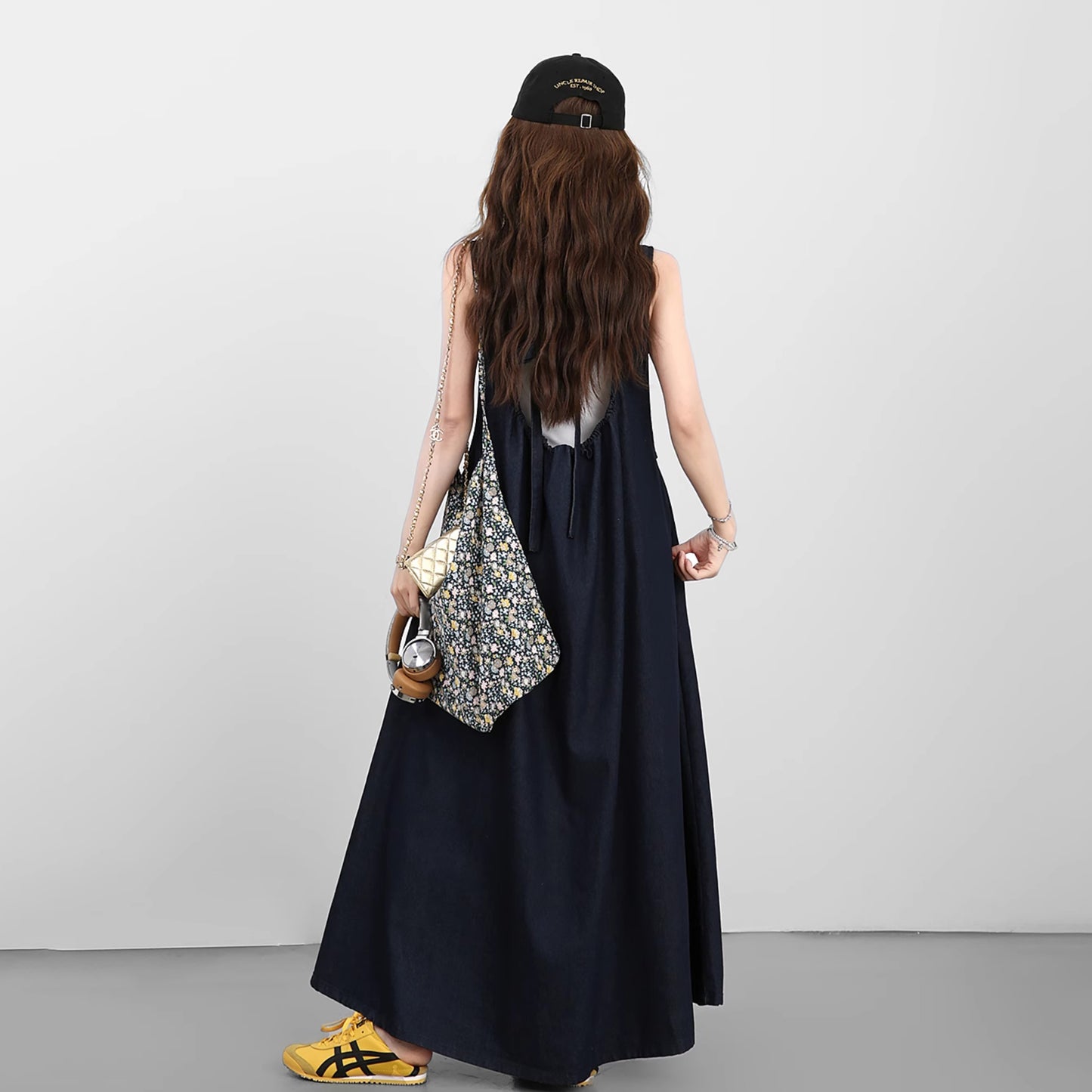 2点セット！【セットアップ】日雑風ベスト + デニム ノースリーブワンピースセットアップ 大人可愛い抜け感コーデに【JZシリーズ】