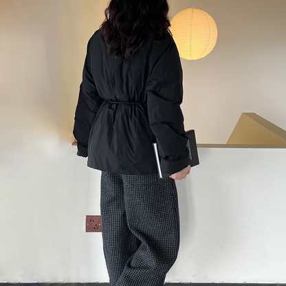 【アウター】ホワイトダックダウン レディース 冬 保温 軽量 ウエストリボン ダウンジャケット ダウンコート【JZシリーズ】