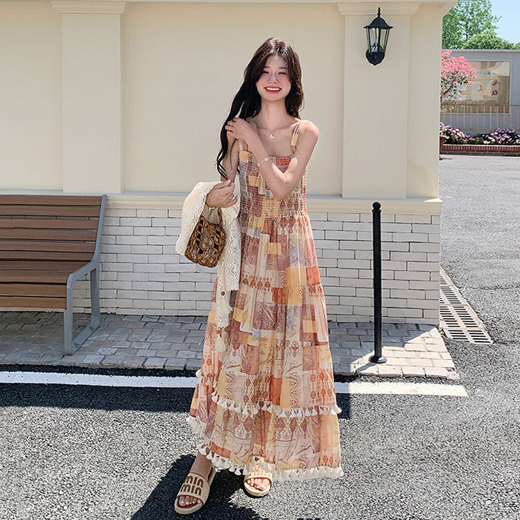 2点セット！【セットアップ】ヴィンテージエレガンス リゾート風 カーディガン＋ノースリーブワンピース セット【SHシリーズ】