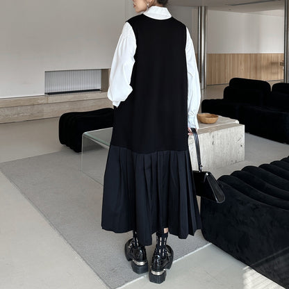 【ワンピース】春 秋 冬 Vネック 重ね着 ノースリーブ ワンピース 【AHシリーズ】