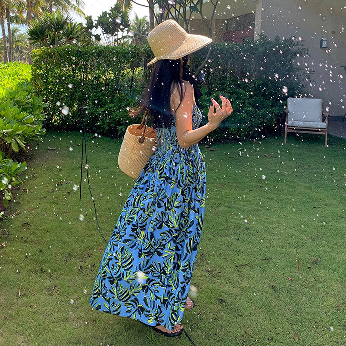 【ワンピース】花柄×リゾート感たっぷり ノースリーブワンピース 夏 大人気トレンドアイテム【SHシリーズ】