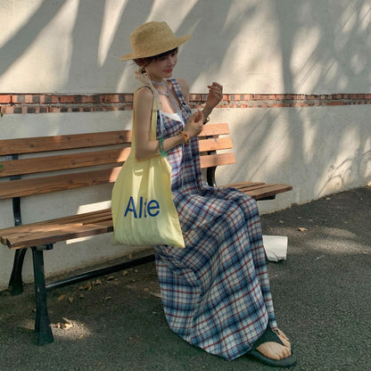 【ボトムス】ゆったりリラックス感 Vネック レトロチェック柄 オールインワン【SHシリーズ】