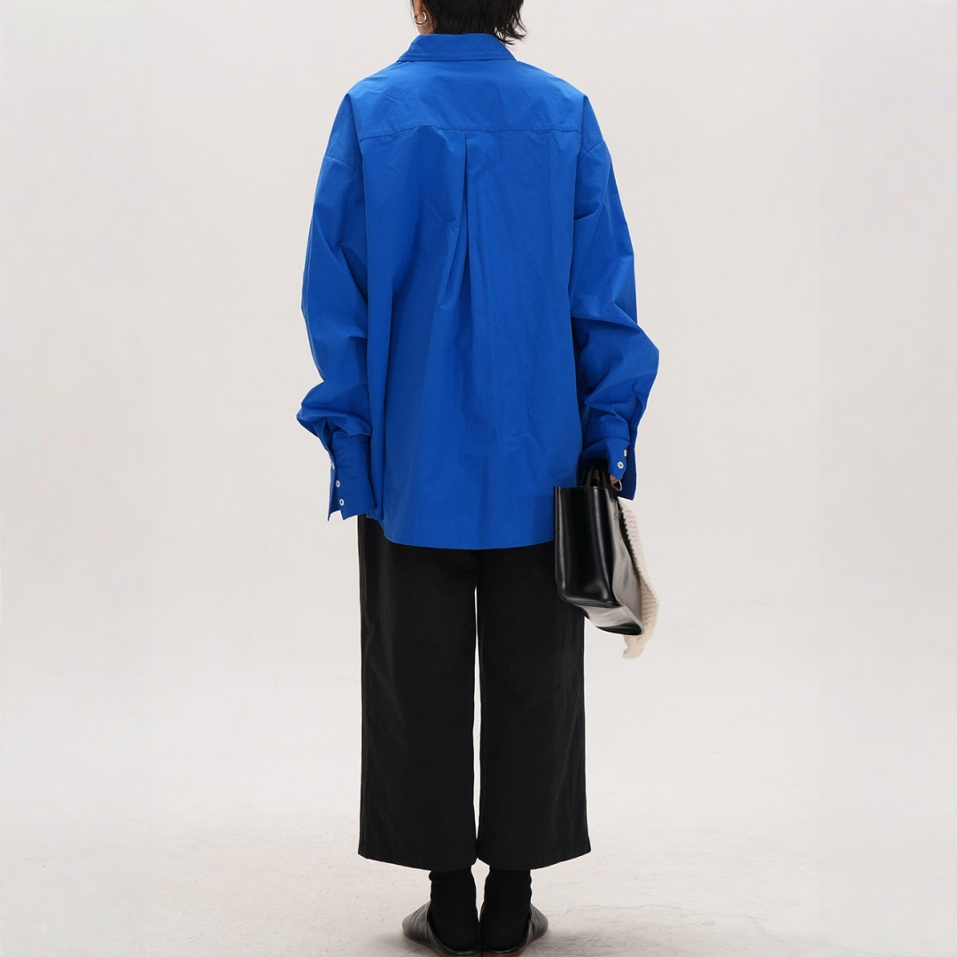 【トップス】クラインブルー 着回しやすい ゆったりシルエット シャツ 【JZシリーズ】