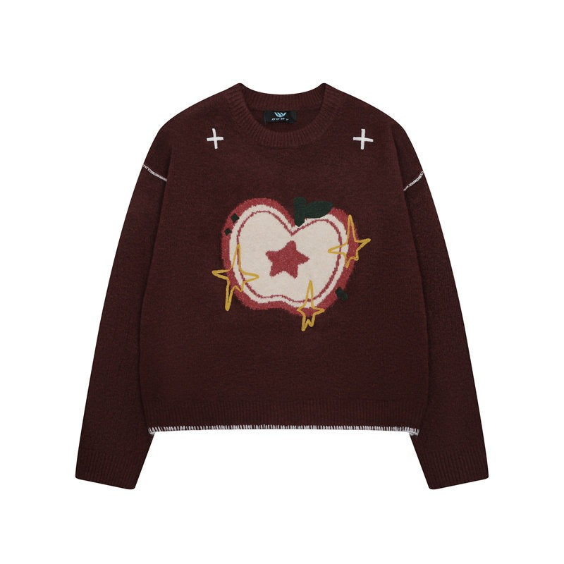 【トップス】 アメリカンレトロ アップルジャガード クルーネック ニット【FCシリーズ】