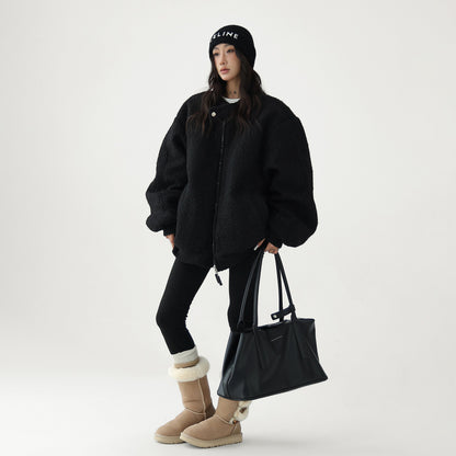 【アウター】ふわもこ×高見え⭐スタンドカラー 綿入れコート レトロ ゆったり中綿ジャケット 【FCシリーズ】