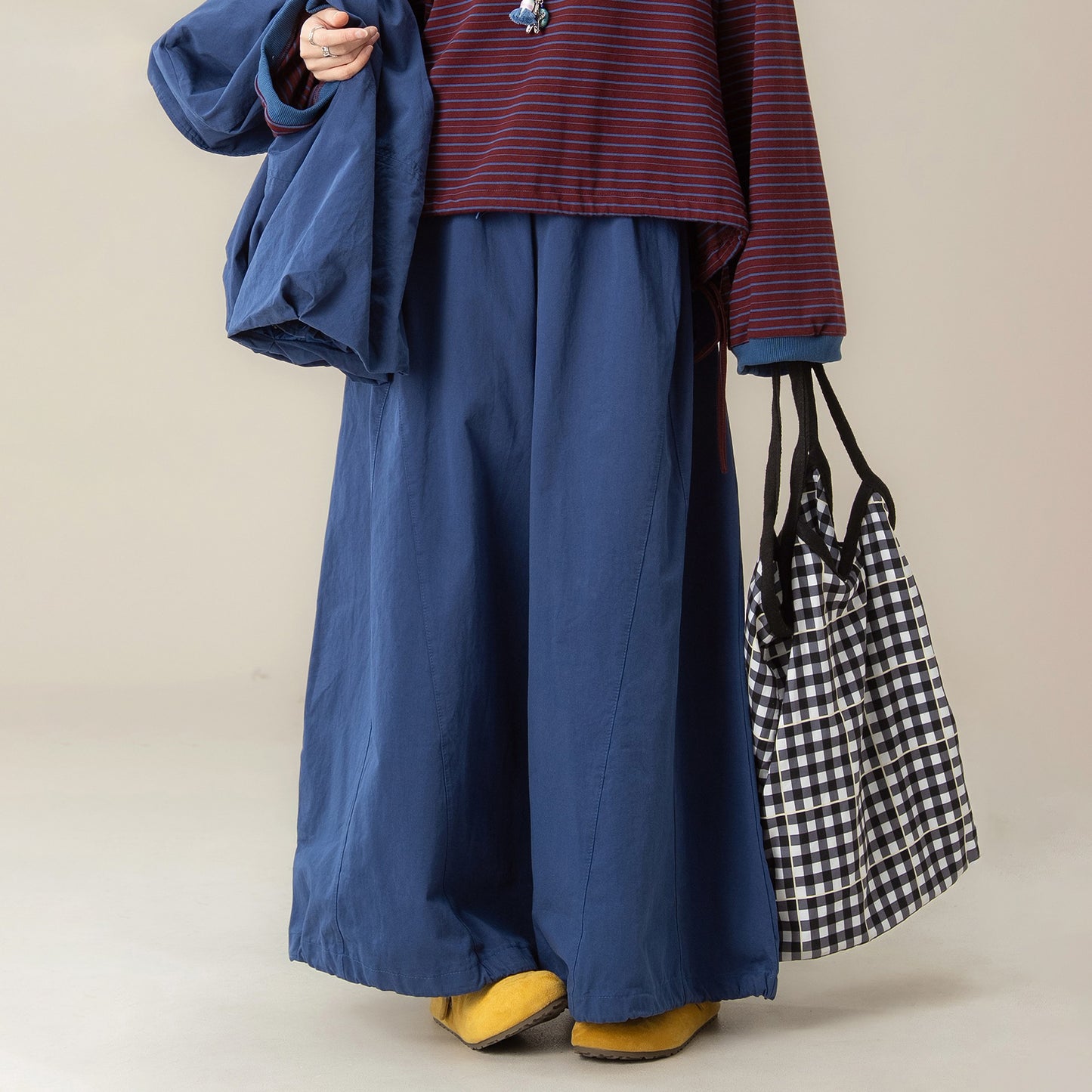 【単品注文】【セットアップ】秋新作 ゆったり ストライプTシャツ＋ベスト＋ワイドパンツ 上下セット 体型カバー お洒落【JZシリーズ】