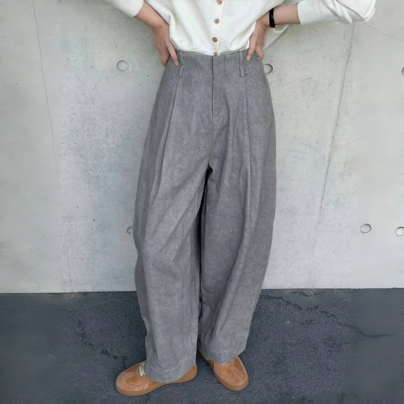 【24AW】【ボトムス】 ハイウエスト レトロ ワイド パンツ【JZシリーズ】