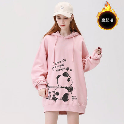 【トップス】🐼パンダ柄 裏起毛・厚手 フード付き スウェット レディース 秋冬新作 パーカー【FCシリーズ】