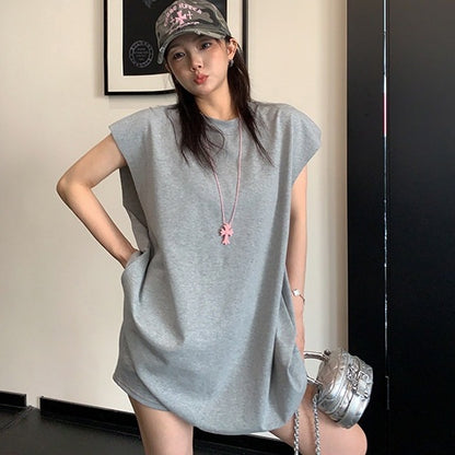 【トップス】ミニマル アメリカンレトロ リラックス感 タンクトップTシャツ 【FCシリーズ】