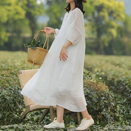 【ワンピース】ダブルレイヤーワンピース 長袖 ロングドレス 軽量 通気性抜群 フェミニン ゆったりシルエット お出かけ用【JZシリーズ】