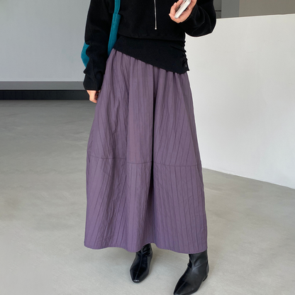 4カラー【ボトムス】ハイウエスト＆バルーンシルエット⭐️あったか中長スカート レディース 春秋冬 花苞デザイン【JZシリーズ】