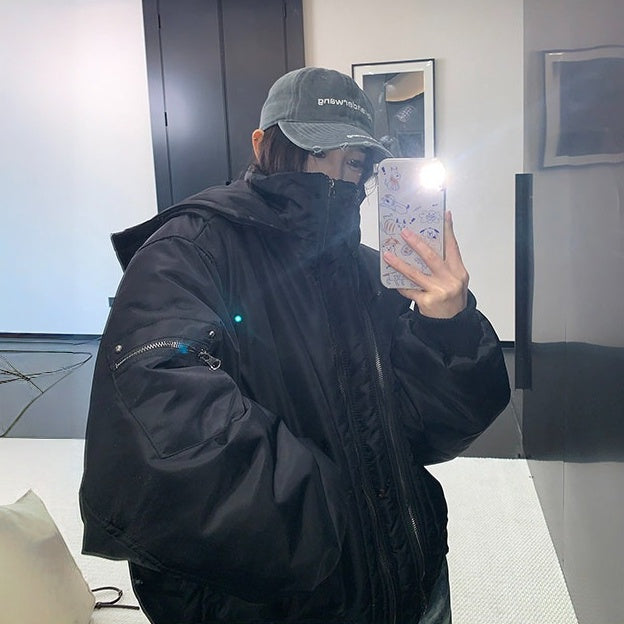 【アウター】レトロ 個性的 アメリカン オーバーシルエット ボリューム中綿 ジャケット 【FCシリーズ】