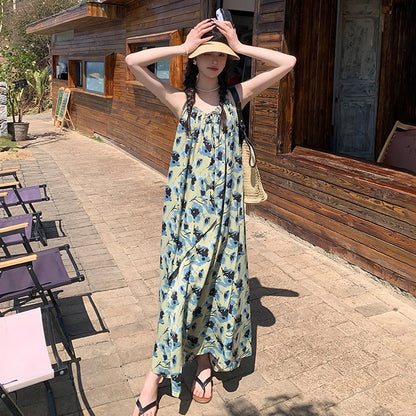 【ワンピース】ビーチリゾート風 夏 高級感 独特なエレガンス ノースリーブワンピース【SHシリーズ】