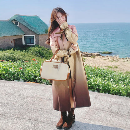 【アウター】ドーパミン系 上質感 小众カジュアル 韓国風 グラデーション トレンチコート レディース 春秋 超人気 おしゃれ ミドル丈 コート【SHシリーズ】