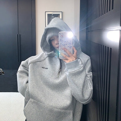 【トップス】ジップデザイン 春 秋 冬 フード付き パーカー 【FCシリーズ】