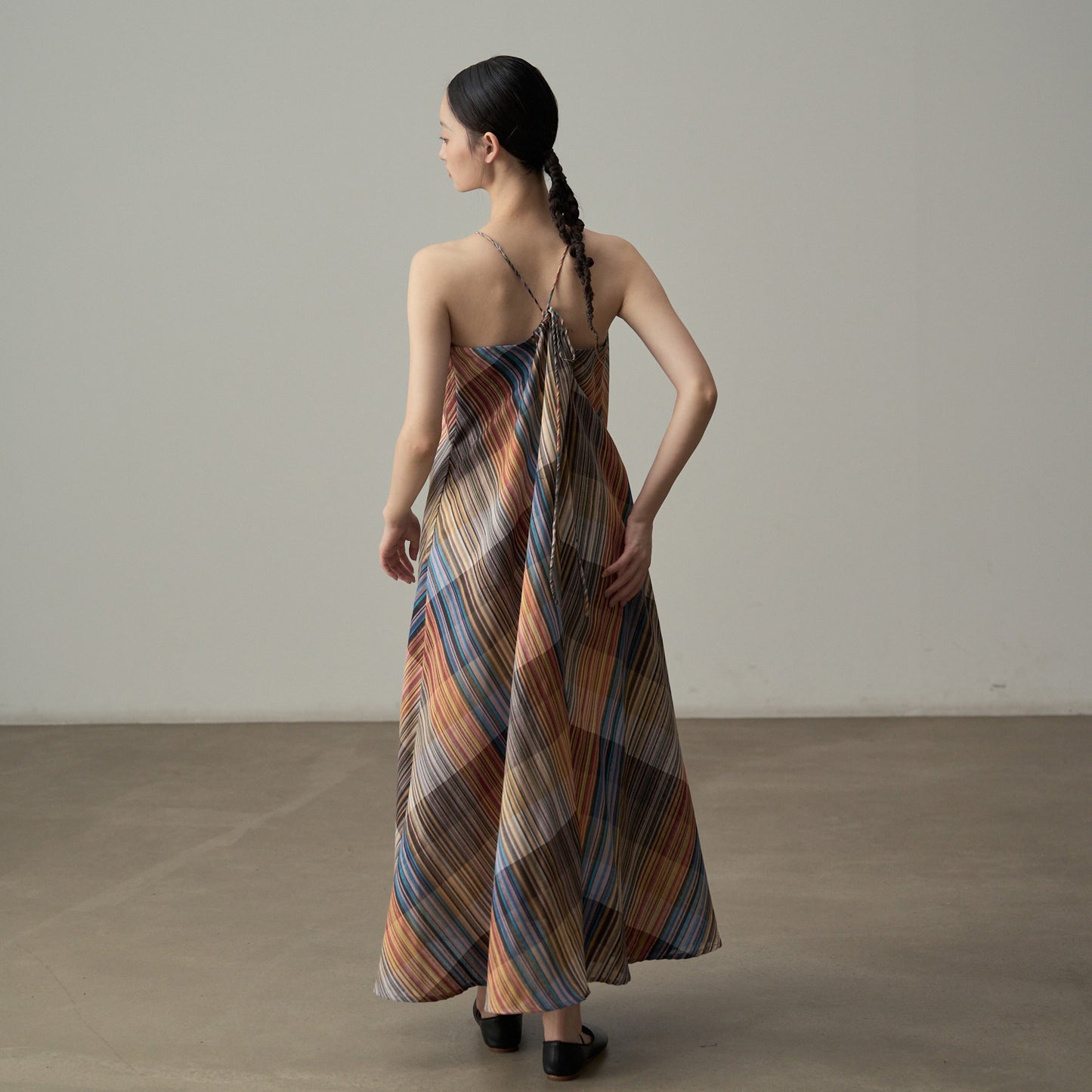 【ワンピース】フレンチヴィンテージ風 ロマンチック カラーヤーンチェック柄 ノースリーブ オフショルダーワンピース【SHシリーズ】