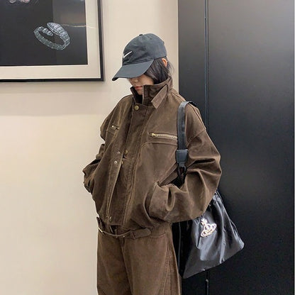 【アウター】アメリカン ショート丈 スタンドカラー ジャケット【FCシリーズ】