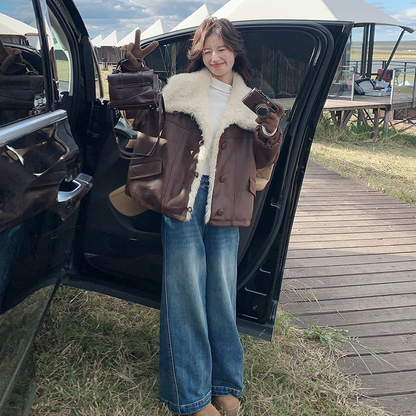 【アウター】おしゃれ キャメル色 大きめファー付きショートダウンコート 2025冬 アメリカンヴィンテージ風 小柄向け 厚手 保温コート レディース【JZシリーズ】