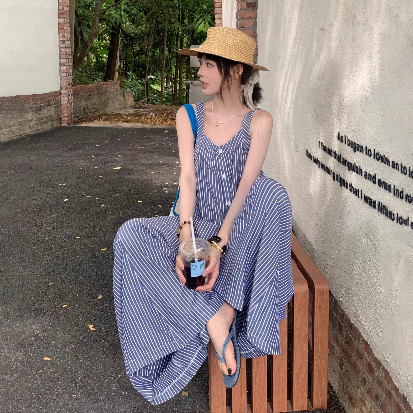 【ボトムス】夏新作 ゆるさ満点 オーバーサイズ ストライプキャミサロペット リラックスコーデ オールインワン【SHシリーズ】