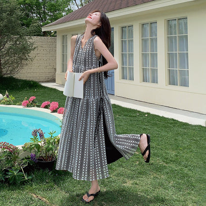 【ワンピース】ボヘミアン風ツイード調 ノースリーブワンピース 【SHシリーズ】