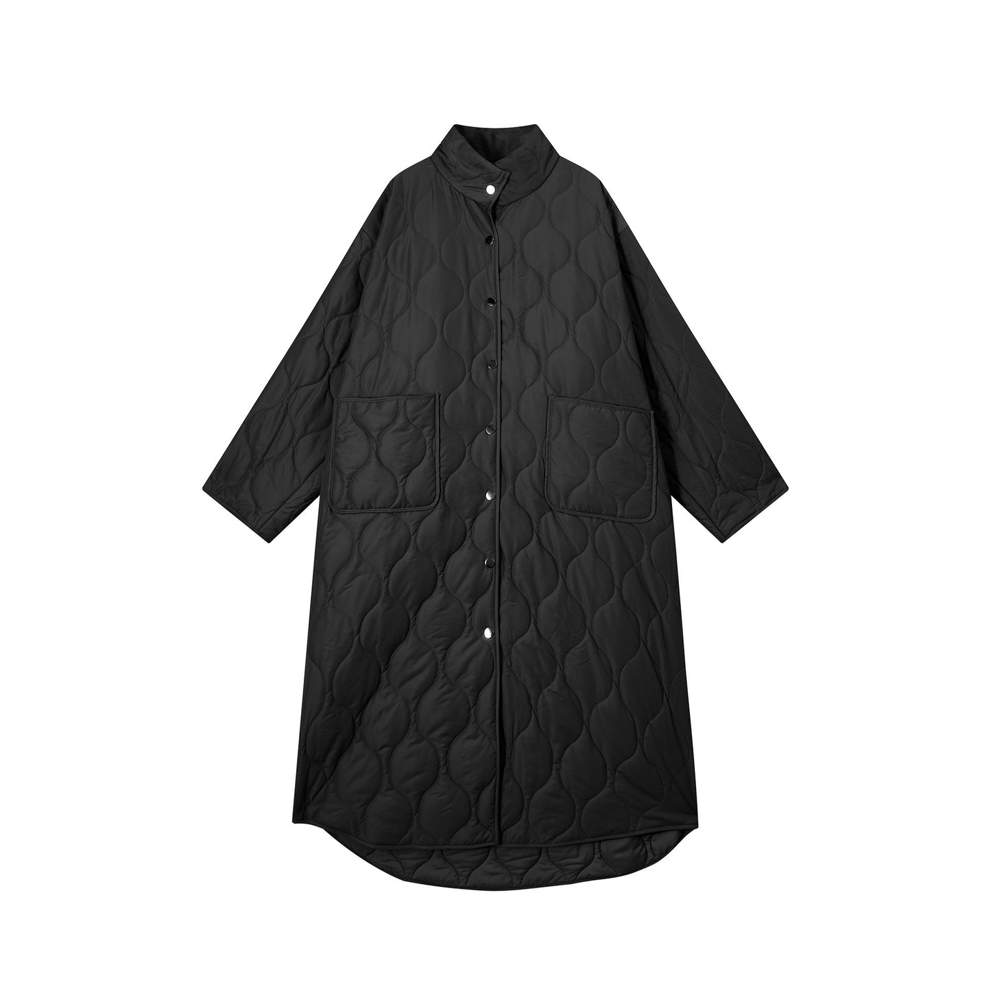 【アウター】ダイヤ柄 ハイネック 中綿ジャケット レディース 秋冬 韓国風 ゆったり あったか ロング丈 綿入れコート【シリーズ】