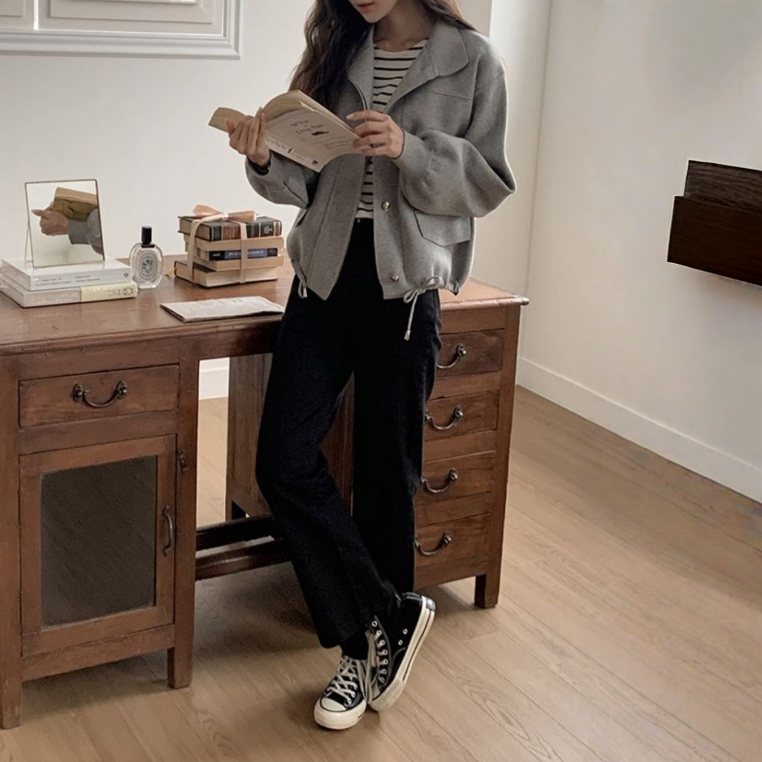 【アウター】春 秋 冬 レトロ エレガント ダブルポケット ニット カーディガン ジャケット 【JZシリーズ】