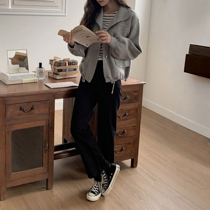 【アウター】春 秋 冬 レトロ エレガント ダブルポケット ニット カーディガン ジャケット 【JZシリーズ】