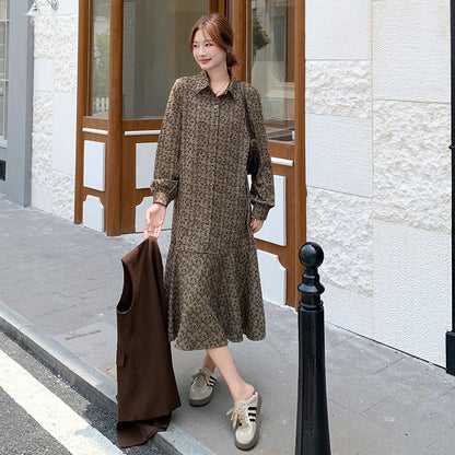 2点セット！【ワンピース】他と被らない 優しい雰囲気 甘めレトロ ベスト+ 花柄長袖ワンピース セット 大人可愛い 個性派【SHシリーズ】