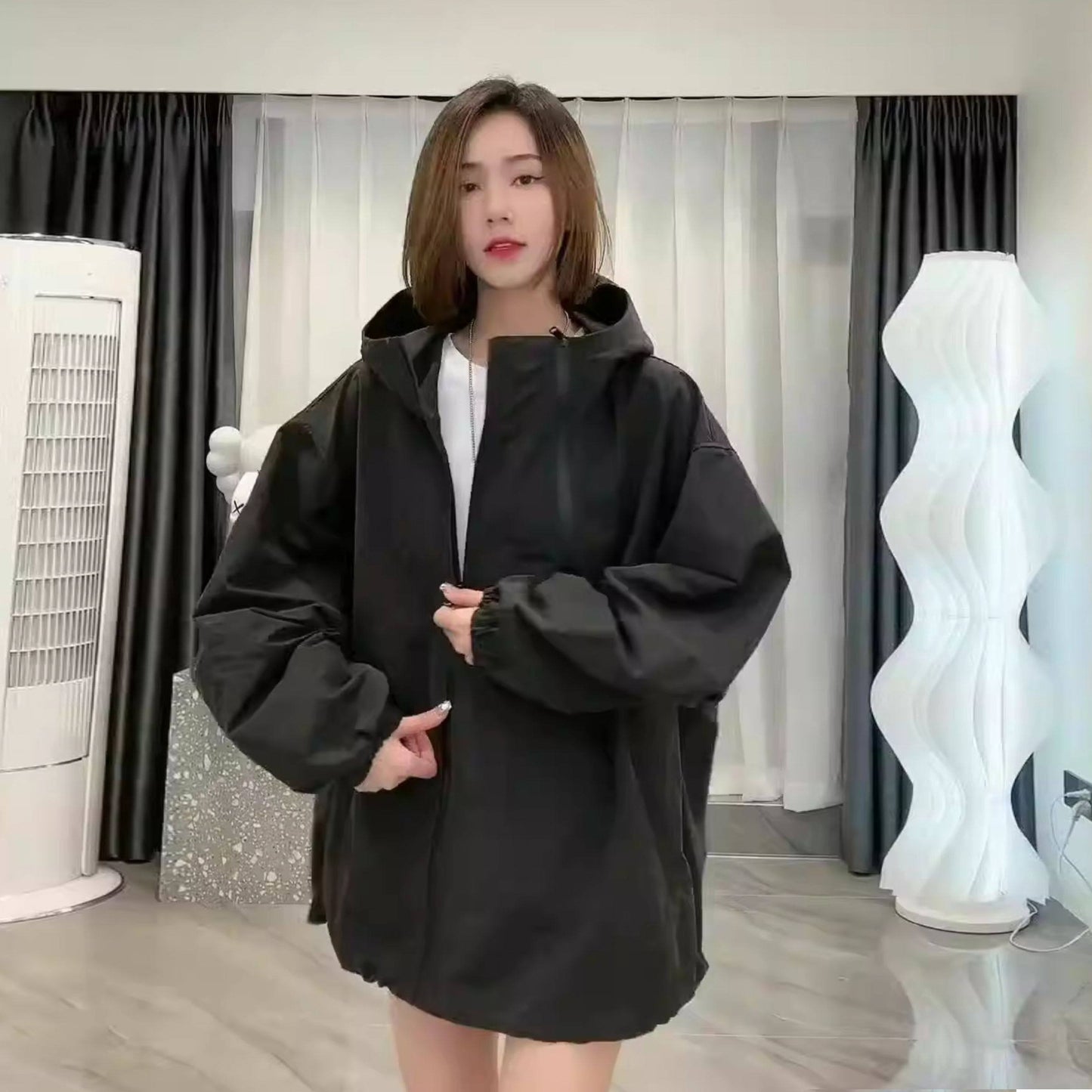 ❤ダブルジップで個性を演出【アウター】男女兼用 春新作 フード付きマウンテンパーカー  カジュアル ゆったりシルエット デザイン感 ジャケット 【FCシリーズ】