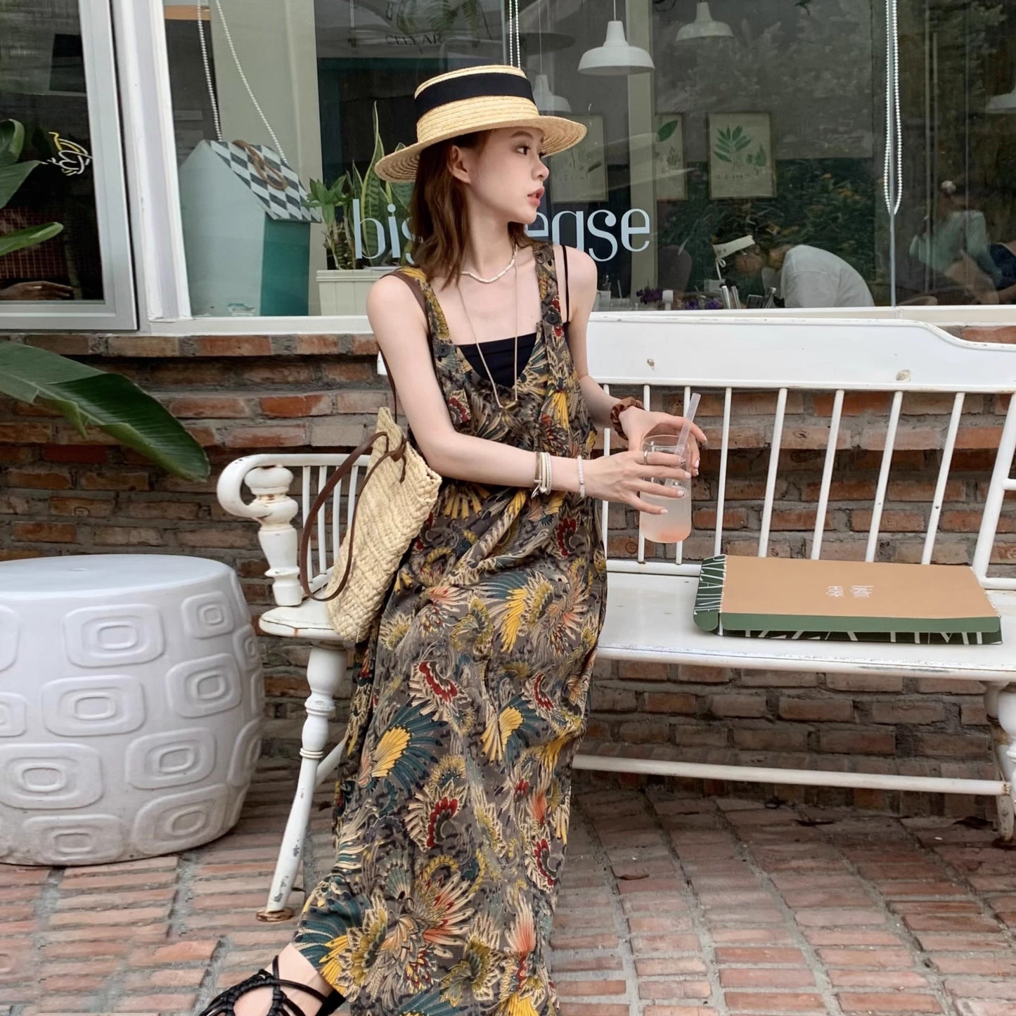 【ボトムス】夏新作 ゆったりルーズスタイル Vネック キャミサロペット オールインワン【SHシリーズ】