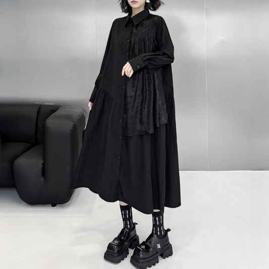 【ワンピース】春 秋 冬 ゆったり 無地 細見え 長袖 ワンピース 【AHシリーズ】