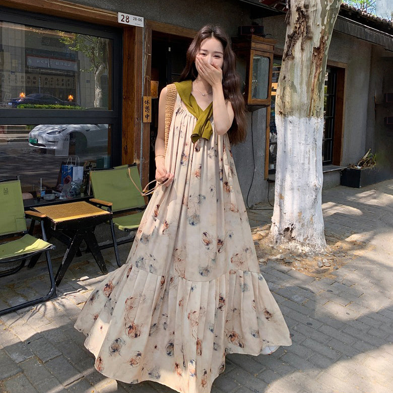 【ワンピース】フレンチエレガンス 夏新作 柔らかい印象 花柄ノースリーブワンピース リゾート気分【SHシリーズ】