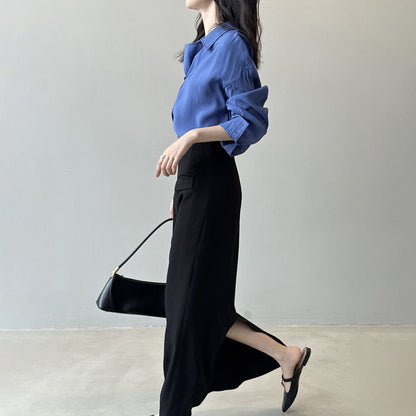 【トップス】フレンチデザイン プルオーバーシャツ 秋新作 エレガントなドレープ感 ゆったり通勤トップス【JZシリーズ】