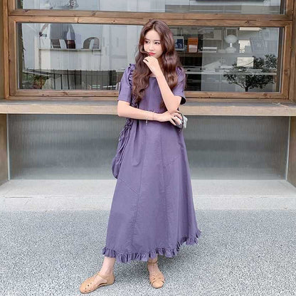 バッグ付き!【ワンピース】 夏新作 レトロ 韓国風 ゆったり 半袖ワンピース