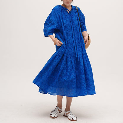 【ワンピース】【15~20日内発送】夏 クラインブルー 美肌見え	夏向け  薄手 半袖 ワンピース 【SHシリーズ】