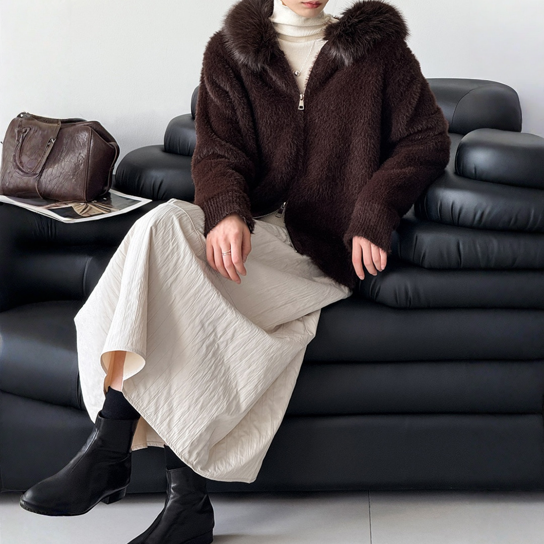 【アウター】春 秋 冬 フード ジップ カーディガン ゆったり 柔らかニット ジャケット 【JZシリーズ】