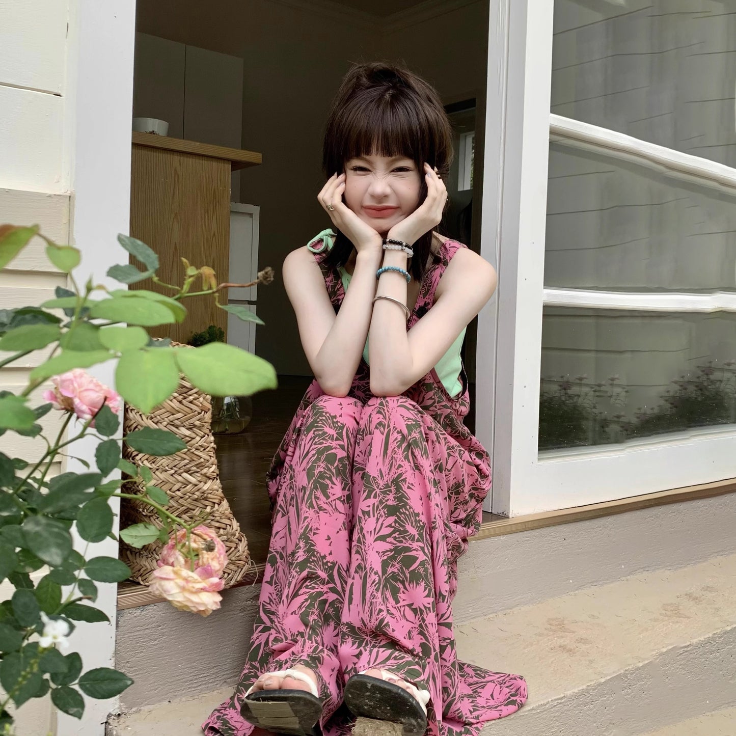 【ボトムス】夏新作 ゆったりカジュアル ラフ Vネック オールインワン【SHシリーズ】