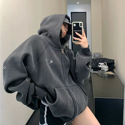 【アウター】春 秋 冬 袖スリット入り オーバーサイズ ヴィンテージ感  裏起毛 パーカー ジャケット 【FCシリーズ】